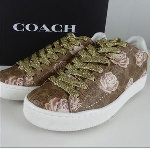 Coach C101 Signature Floral Canvas Sneakers. NIB